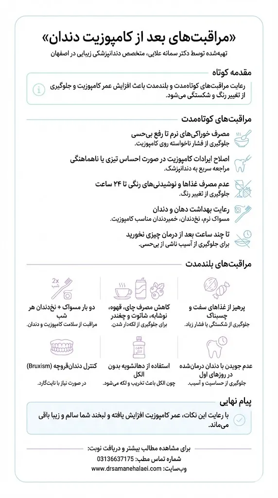 مراقبت های بعد از کامپوزیت دندان